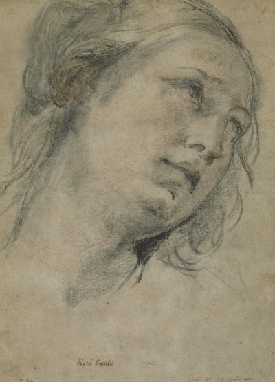 The Head of a Young Woman Looking Upward by Guido Reni